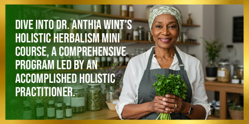 Dive into Dr. Anthia Wint's holistic herbalism mini course, a comprehensive program led by an accomplished holistic practitioner.